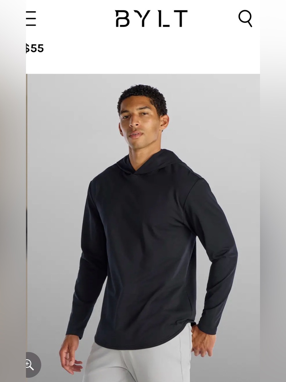BYLT Basics Forest Hooded Drop-Cut long Sleeve Tee in Forest green